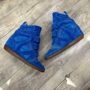 Authentic Isabel Marant BEKETT SNEAKERS suede Leather Wedge in blue